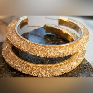 Elegant Gold and crystal Hoop Earrings